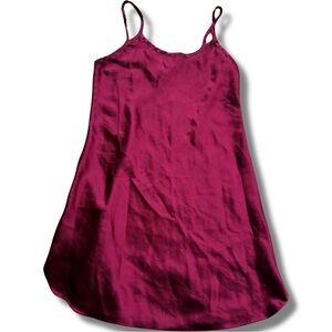 Cinema Etoile Satin Slip Dress  Small | Vintage Lingerie | burgundy Satin Min